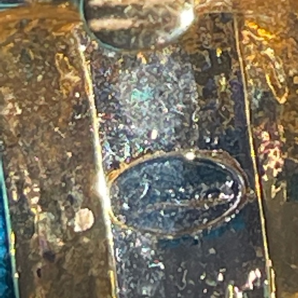 Earrings clip vintage signed silver/gold curved Marked Chunky - Picture 6 of 8